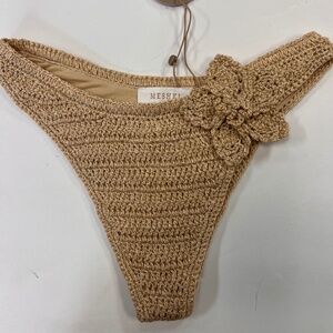 MESHKI SKYE FLORAL CROCHET TIE UP BIKINI BOTTOM NEW SIZE XS